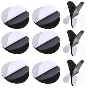 30 Counts Round Hook and Loop Fasteners, Damage-Free Removable Fastening Dots for Smooth Surfaces, Black