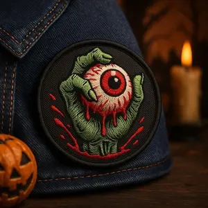 Zombie Hand Holding Eyeball Patch/Iron-On Patch/Horror-Punk Rocker Patch/Halloween Patch/Horror Movie Patches/Sew-On Applique/Adult Patches Embroidered Patches summervibes