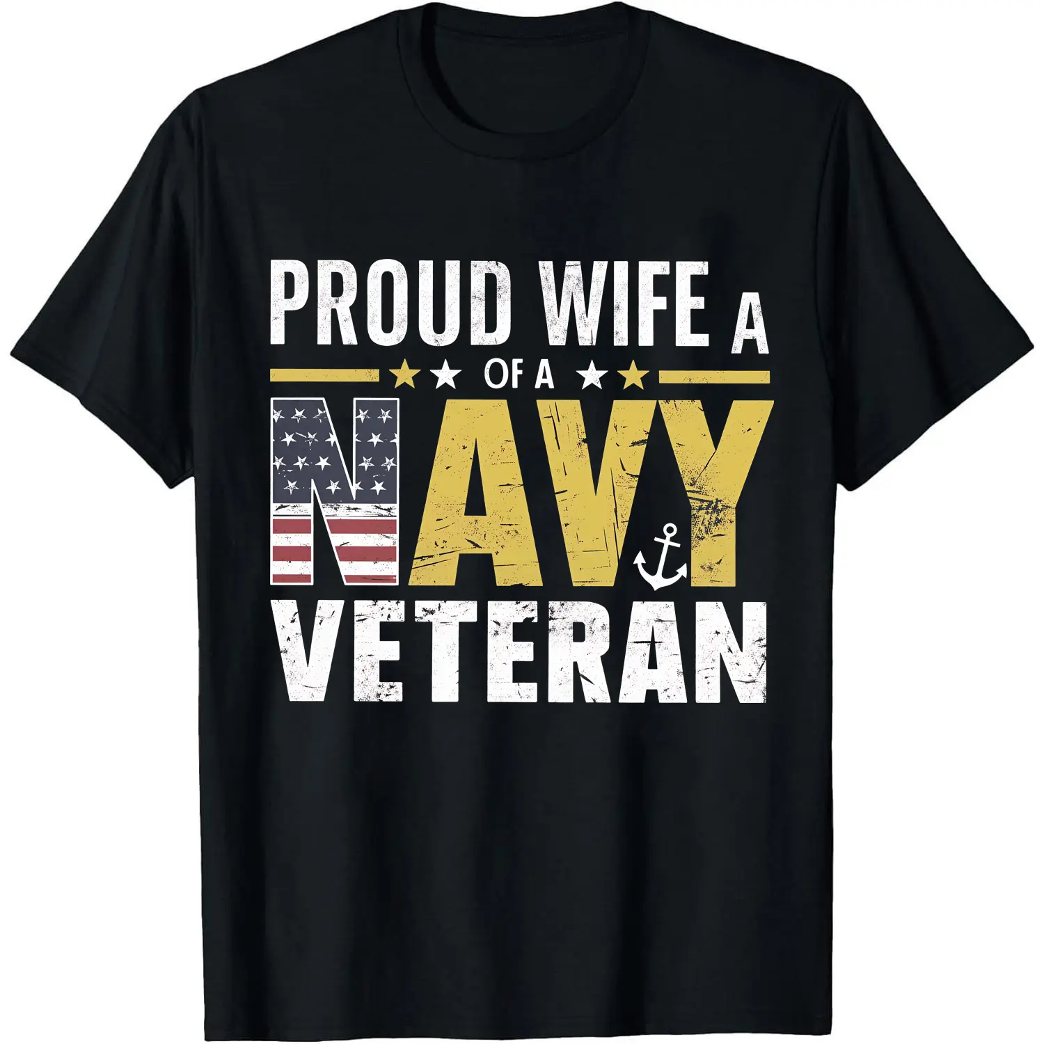 Unisex Patriotic Graphic T-Shirt, Navy Veteran's Wife Tribute Print, Casual Short Sleeve 100% Cotton Classic Fit Fashion Top for Everyday Wear