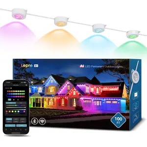 Lepro E1 AI Smart LED Permanent Outdoor Lights, RGB+IC & 2200K-6500K Tunable White LED Lights, 2400 LM, Waterproof, Alexa Google Enabled, AI Generated Lighting LLM, APP Control NO Remoter, 2.4GHz WiFi & Bluetooth, for Holiday, Party, Decoration