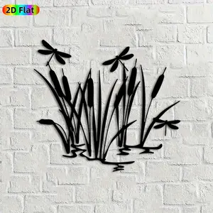 1pc Dragonfly & Cattail Metal Wall Art, Natural Dragonfly & Cattail Statue Mural, Ideal Gift for Easter, Thanksgiving, Nature Decor Enthusiasts, Weather-Resistant Metal Wall Decor Wall Sculptures,  Charming Outdoor Wall Ornament