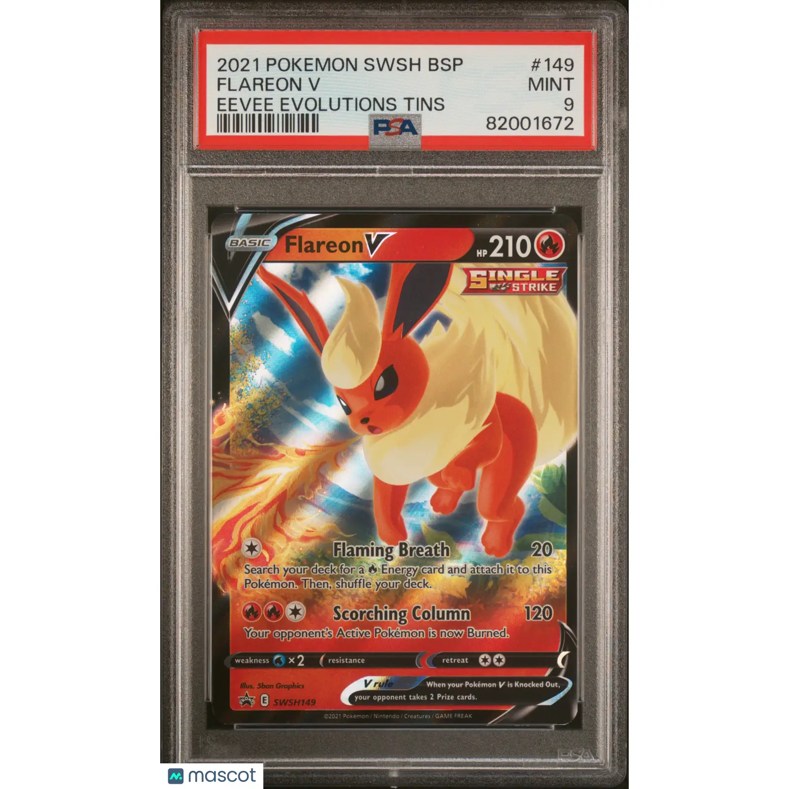 PSA 2021 Pokémon TCG Flareon V #149 Full Art 9