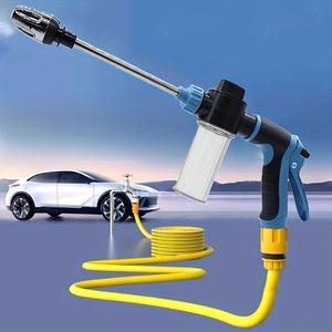 High Pressure Spray Gun & Foam Cannon 2-in-1 - 360° Adjustable Nozzle, Fits 3/4" US Garden Hose, for Car Washing, Pet Bathing, Yard Cleaning (Effortless Trigger Design)