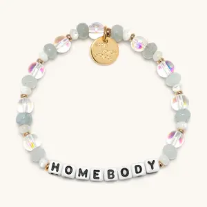 Little Words Project - Homebody Bracelet – Cozy Comfort Reminder Bracelet, Acrylic, Semi-Precious Stone & Mother-of-Pearl Beads, Trackable Kindness Bracelet – Choose Your Size