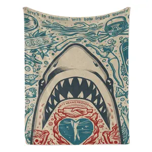 Jaws - Icon Print - Gold Heart Variant Blanket Soft Funny Throw Blanket Cozy Lightweight Plush Portable Cover Blanket For Sofa,Warm Gift For Birthday,Christmas,Multiple Blanket