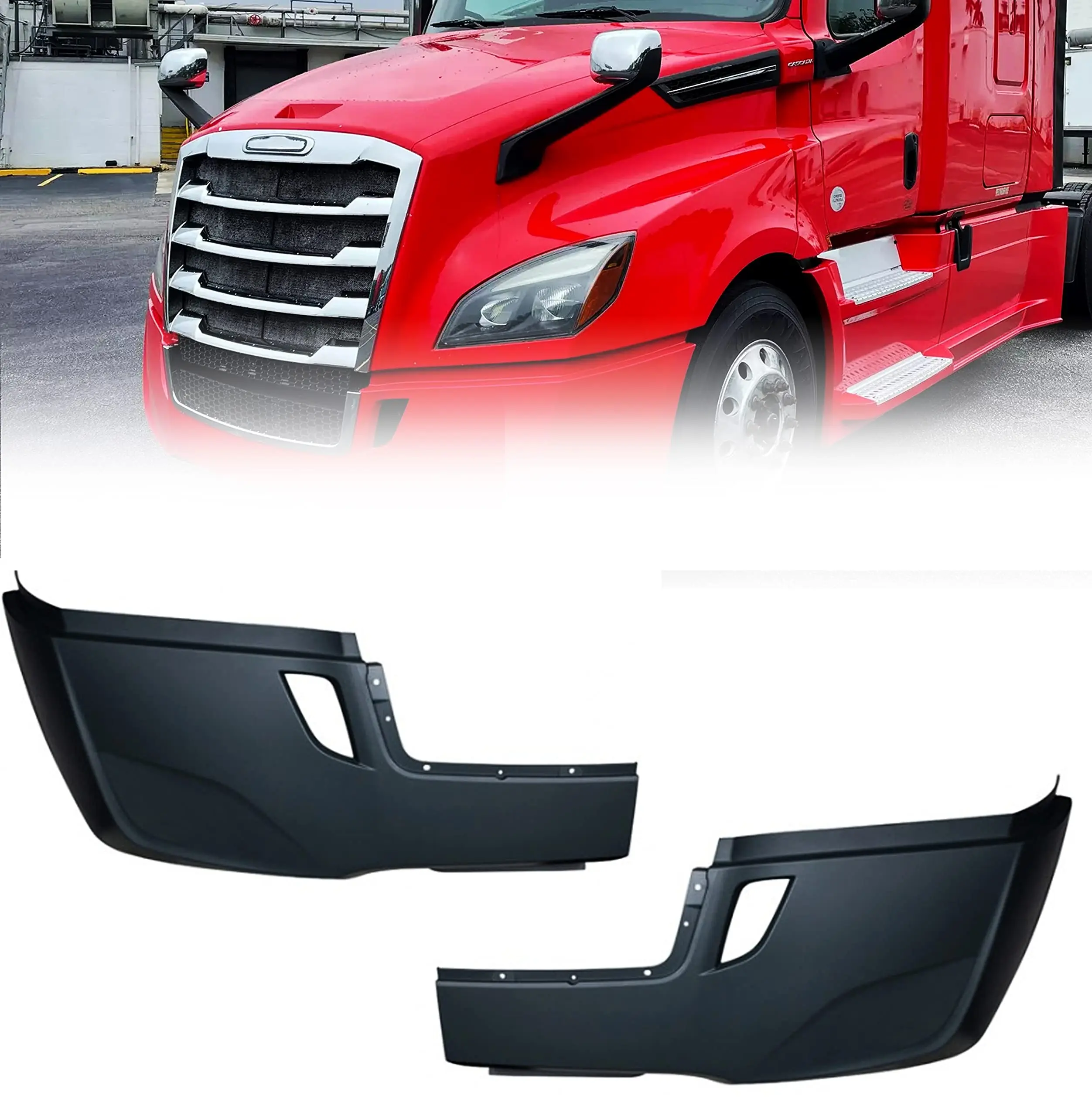 Torque Corner Bumper Cover Replacement Pair Set(Without Fog Light Hole) for 2018 2019 2020 2021 2022 Freightliner Cascadia Semi Trucks Driver and Passenger Side (TR443-L & TR443-R)