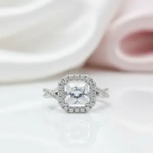 Princess Cut Diamond Option Halo Vintage Engagement Ring