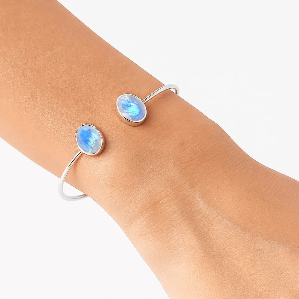 Premium Quality Rainbow Moonstone Cuff Bangle Bracelet B-1004 26-EB10127