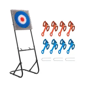 fathersdaygift VEVOR Axe Throwing Game, Plastic Bristle Target with 8 Throwing Axes Set, Foldable Steel Frame, Easy to Store, Stable Placement for Indoor and Outdoor, Backyard, Yard and Carnival Games, Adults Kids