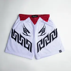 Some Slight Clothing Renji Shorts - White Air Ventilation Mesh Premium Sublimated Design Unisex Fit with Inner Waist Drawstring & Side Pockets Menswear Hem
