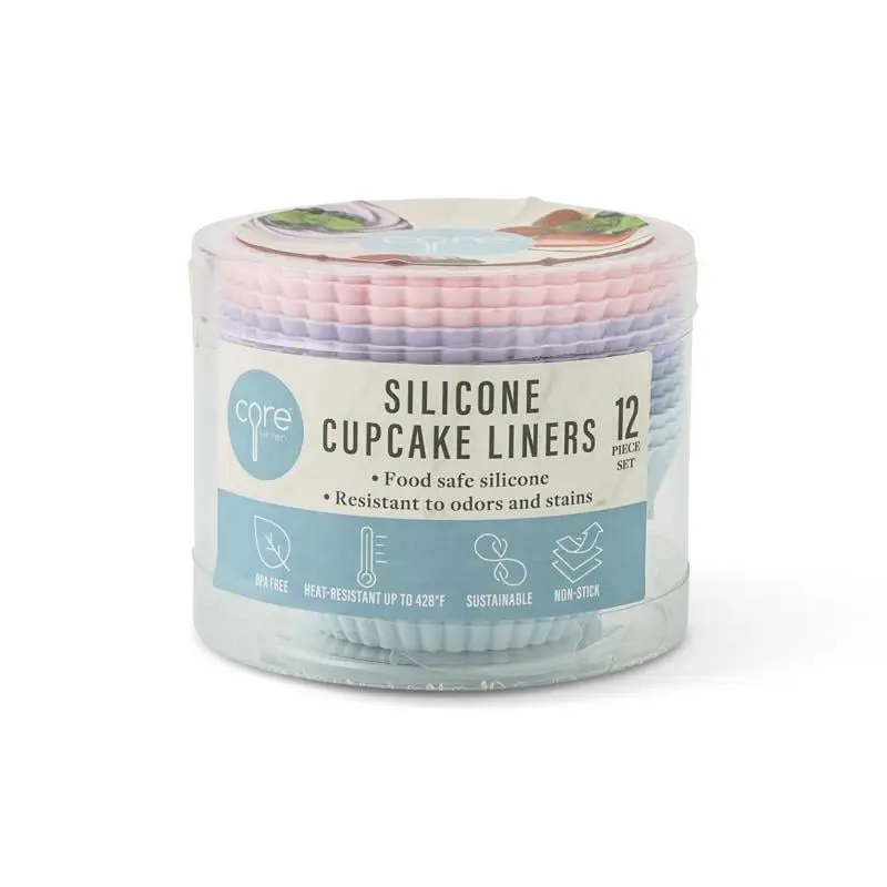 Core Kitchen 6083220 Baked Colorful Assorted Cupcake Cups - 2-Piece Set, 6 Sets Total (72 Total Pieces)