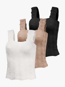 women's floral embossed sports tank top, casual solid textured sleeveless sports workout tops for yoga gym workout, running vest, ladies sportswear for all seasons, gym tops, gym clothes, soft top women, gym clothing