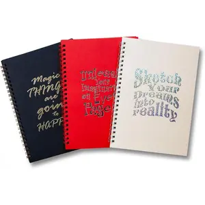 3 Pack Spiral Bound Sketchbook Set – A5 Sketch Pad 5.8” x 8.3” – Black, Cream & Red Paper, 50 Sheets Each – 100gsm Acid-Free Drawing Sketchbook for Sketching, Writing & Journaling