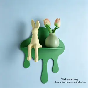 Creative Melted Shape Wall Decor Shelf, Wooden Floating Display Rack, French Panel Nordic Minimalist Living Room Bedroom Decoration, No Drilling High Aesthetic Wall Art