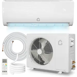 Efficient 9000 BTU mini split air conditioner and heatpump -19 SEER2, inverter, wall mounted, 115V, quiet operation, complete installation kit, cooling and heating up to 450 square feet of room, white