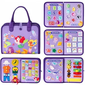 5-layer Montessori Preschool Busy Board, Portable Travel Shape & Color Matching Toy for Fine Motor Training, Creative Birthday Gifts