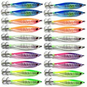 20pcs Squid Jig Lure, Bionic Hard Bait with Sharp Hook, Fishing Accessories Sea Fishing Luminous Fishing Lures