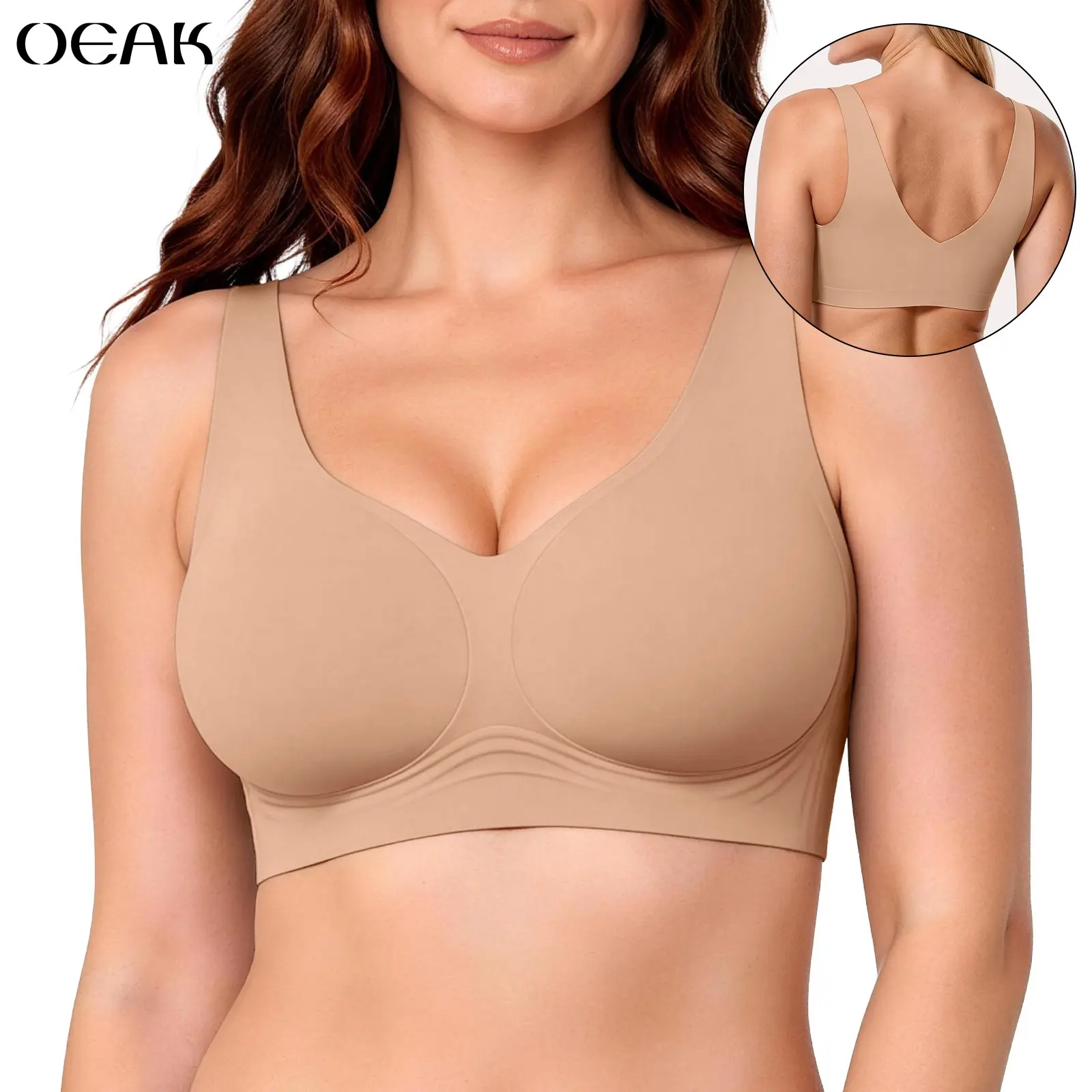 OEAK｜Pullover Seamless Bra – No Underwire, Natural Lift & Buttery Soft, Plus Size Wireless Women's Comfort Bra