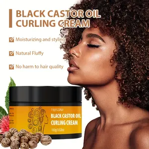 3.53 oz black castor oil curling cream for natural curls, long-lasting styling, strengthening hair, enhancing shine, moisturizing curls for all hair types, anti-frizz, unisex