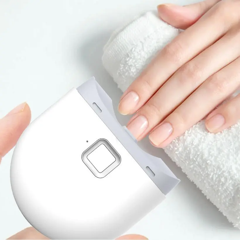 Intelligent Full-automatic Double Gear Electric Nail Clipper Manicure Cutics Chargeable White