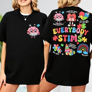 Everybody STIMS T-shirt for Special Ed Teachers Autism Month Neurodiversity Tee Menswear Top Celebrate Neurodiversity
