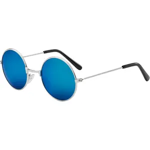 Round Sunglasses For Men Women Retro Metal Hippie Circle Eyeglasses Clear Lens  Accessories UV Protection