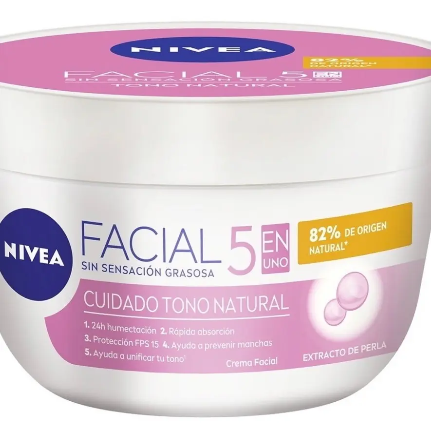 Nivea Crema Facial Hidratante 7 En 1 Tono Natural - Moisturizer for All Skin Types - Skincare Cream Moisturizing Spf 15 Uv (PINK)