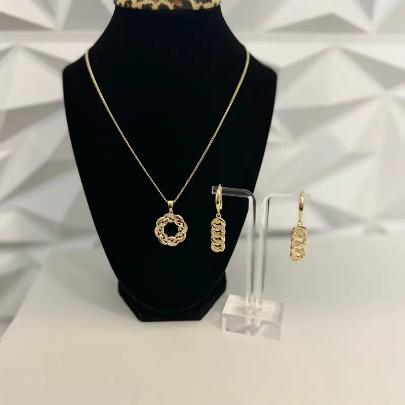 Women's 2-Piece Costume Jewelry Set, 18in Click-Clasp Necklace, Dangle Earrings