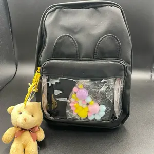 Mini Nylon Ita Window Backpack - 5 Colors to Choose, Plush & Colorful Decorative Accents
