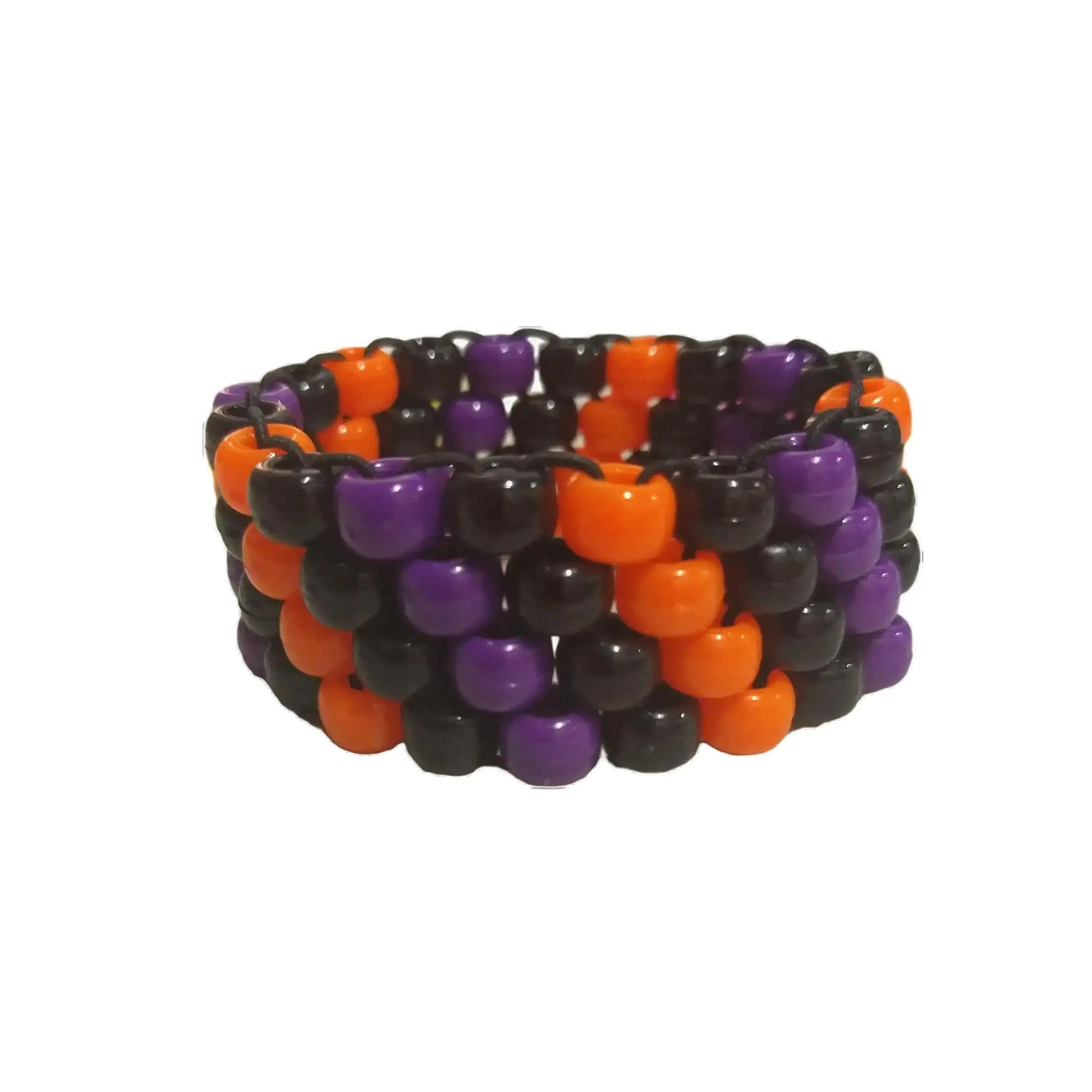 Candii Collars Dark Kandi Cuff Bracelet, Stretchy and Durable, Unisex Design, Purple, Orange and Black Beads