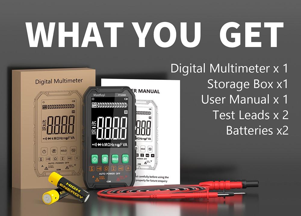 FY106 Smart Multimeter Mini Digital Multimeter 3999Counts Auto-Ranging CAT III 600V Professional Voltage Multimeter Multimeter Test Leads Multimeter Tester