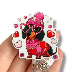 Glitter My Badge dachshund dog badge reel for nurse and hospital workers. Badge clip Badge pull - Retractable swivel clip with a 360 rotation. Great gift for coworkers.