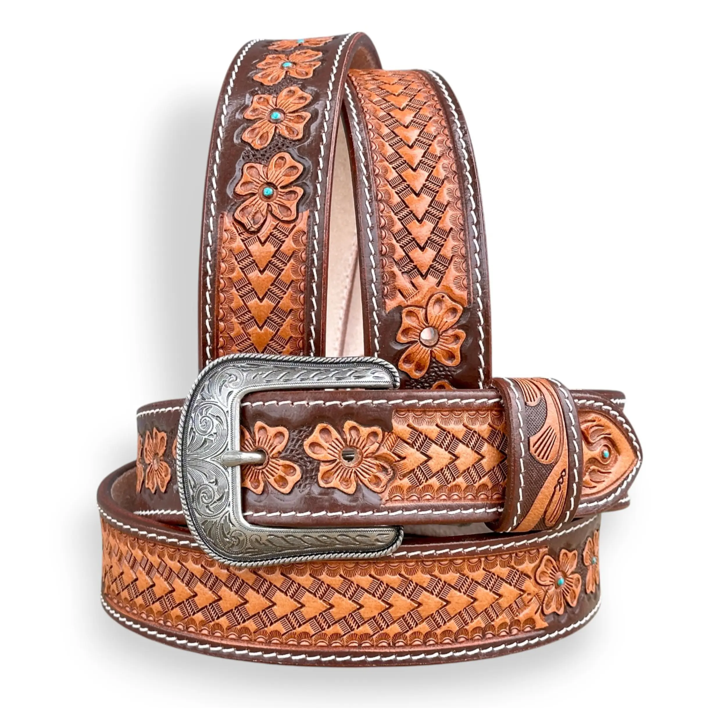 Y2K Western Vintage Men's Western Belt Style Belt Full Grain One Piece Leather Y2K Belt Cowboy Handmade 1.5” Wide Belt with Buckle Engraved Tooled