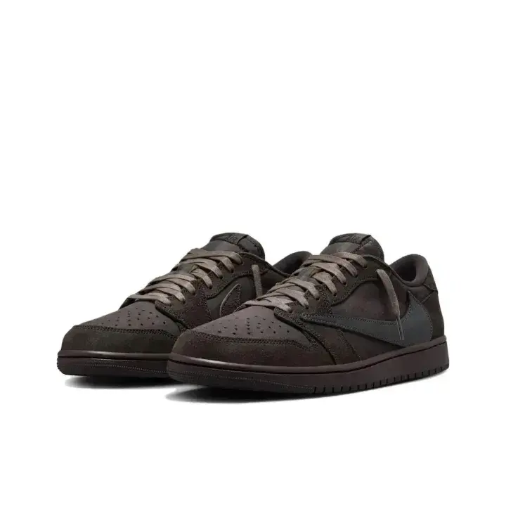 Brand New Low Top Retro Sneakers Dark Brown Black Suede Lace-Up Shoes Unisex With Box