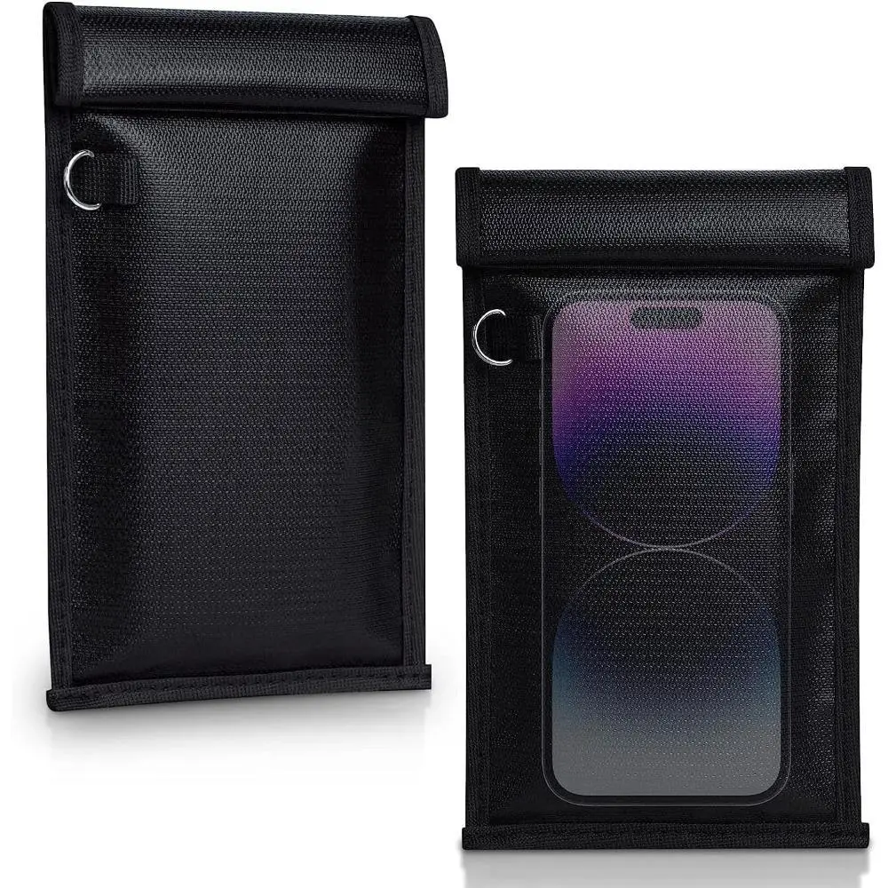 2-Pack Military-Grade Cotton Faraday Bags with Zip & Compartments, Fireproof Waterproof Signal Blocking Pouches for Cell Phones & Car Keys, RFID GPS WIFI NFC Blocker, Dustproof Anti-Tracking Privacy Shield for Daily Travel