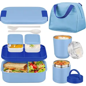 Large Bento Lunch Box Set for Adults  Women with 10.5oz Soup Thermo,Coffee Tumblers Men Girls Boys Teenagers Leak-Proof Lunch  Containers with Lunch Bag