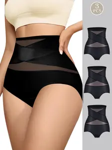 QUASTI 3-Piece High-Waisted Basic Panties, High Elastic Tummy-Lifting & Hip-Lifting Soft Underwear, Comfortable & Fashionable Daily Wear, Girls for Back To School, S-XXL