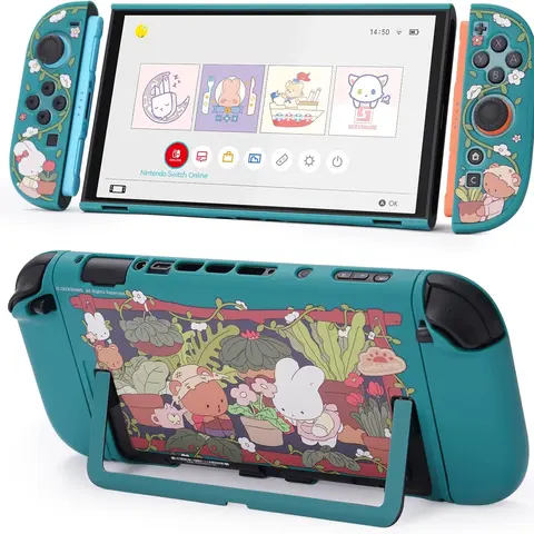 GeekShare Dockable Protective Shell for Nintendo Switch 2 - Cute Portable Console Accessory, Anti-Scratch Shock-Absorption Cover Skin, Bunny Garden Design, Console Accessories with Tool-Free On/Off Setup, Protection for Excellent Gaming Experience