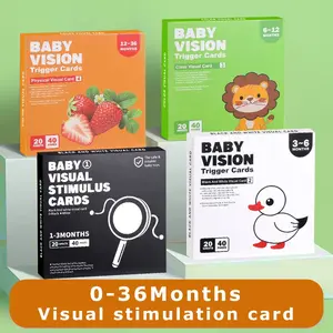 Baby Vision Stimulus Cards - Early Learning & Cognitive Development Flashcards with Simple English Phrases, Colorful Illustrations for 0-36 Months, Baby Learning Cards, Playful Design, Durable Paper