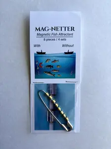 MAG-NETTER X2 for heavier line up to .06 inch diameter Magnetic fish attractant 4 pack 8 pieces fishing tackle, no batteries<