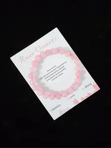 Handmade Quartz Beaded Bracelet, Includes Inspirational Pocket Blessing Card, Fashionable Elastic String, Unisex Gift for All Occasions