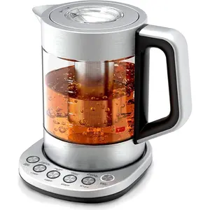 Electric  Kettle With Infuser for Loose Leaf, No Plastic In Contact With Water, Hot  Maker with Temperature Control, Automatic Shut Off, 1.5L Borosilicate Glass