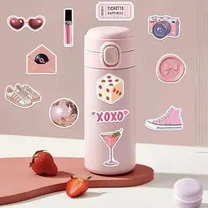 50 Cartoon Pink Downtown Girl Stickers, Sticker Decals, Suitable for Scrapbooks, Diaries, Laptops, Water Bottles, Cars, and Other Faith-based Designs—gifts with Positive Messages.