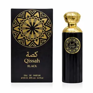 Qissah Black Eau de Parfum for Men 3.4 Fl Oz | Citrus Woody Fragrance | Elegant Glass Spray Bottle | Cologne Gift Daily Use