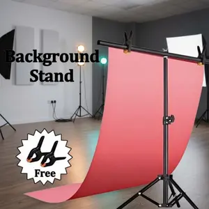 T-Shaped Portable Photography Background Stand, Adjustable Height, Stable Triangular Base, Ideal for Indoor Photography & Events