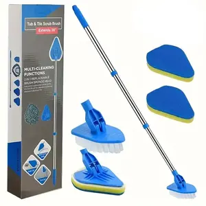 Two-In-One Extendable Bath Tub and Tile Floor Scrubber Brush, Bathroom Toilet Bath Kitchen Wall Window Cleaner, Cleaning Supplies, Scrubber Head, Versatile Cleaning Tool