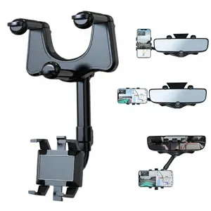 2026 New 360° Rotatable Car Rearview Mirror Phone Holder, Multifunctional Retractable Navigation Bracket Car Accessories