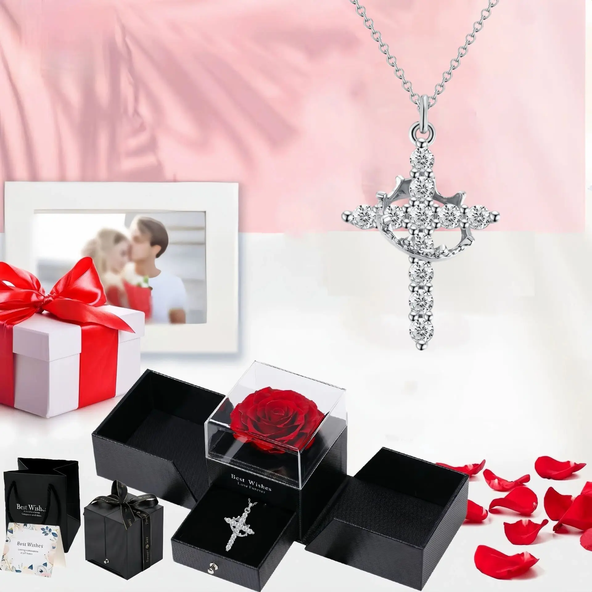 White gold + double-door rose gift box