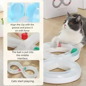 Multi-Function Cat Activity Center - Interactive Carousel Toy with Moving Balls and Teaser Attachments for Energy Release and Behavioral Enrichment