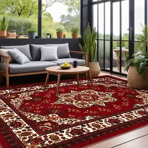 1pc Luxury Area Mat Bohemian Persian Mat Non Slip Backing Machine Washable Perfect for High Flow Areas Such As Living Rooms Bedrooms and Indoor Spaces Bohemian Floral Mat
